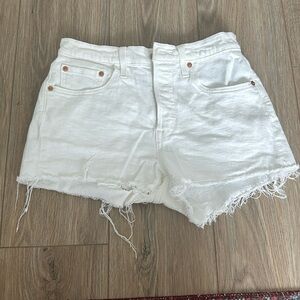 Levi’s 501 white denim shorts